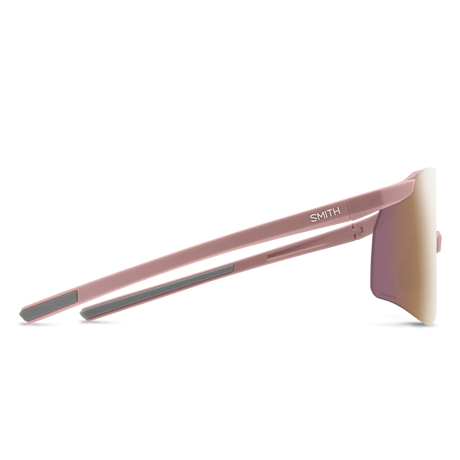 Pink sunglasses with a 'Smith' logo on a white background - Smith Defy Sunglasses - Matte Chalk Rose | ChromaPop Rose Gold Mirror
