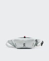Gray waist bag with a brand logo on a light gray background - On Waist Pack 2L Lite - Glacier