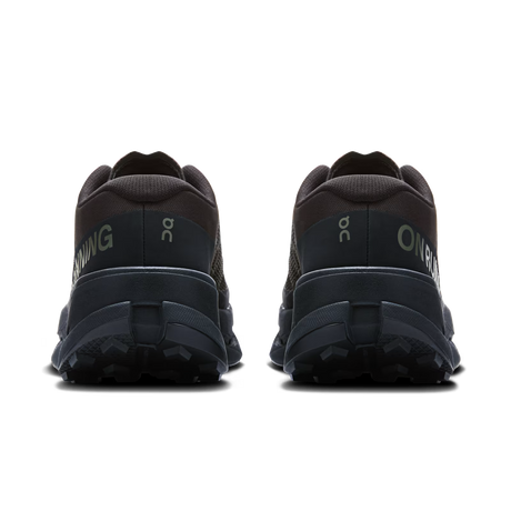 Black running shoes with 'On' branding on a white background - Black/Black