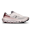 A side profile view of an On running shoe, specifically the Ghost Engineer 3 model, featuring a light gray and white mesh upper, a dusty pink midsole, and burgundy accents on the heel and tongue. - On Cloudvista 3 Shoes (Women's) - Oyster/Barberry
