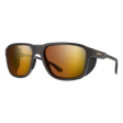 Sunglasses with brown lenses and black frame on a white background - Smith Embark Sunglasses - Matte Gravy | ChromaPop Glacier Photochromic Copper Gold Mirror
