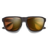 Sunglasses with brown lenses and black frame on a white background - Smith Embark Sunglasses - Matte Gravy | ChromaPop Glacier Photochromic Copper Gold Mirror