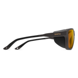 Black sunglasses with yellow lenses on a white background - Smith Embark Sunglasses - Matte Gravy | ChromaPop Glacier Photochromic Copper Gold Mirror