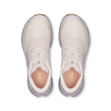 A pair of On Cloudrunner running shoes shown from a top-down view, featuring a cream and light gray mesh upper with a light pink inner lining and gold 'on' branding on the insole. - On Cloudultra 3 Shoes (Women's) - Oyster/Ether