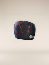 Black and red patterned Training Headband product with Find Your Feet logo on a beige background