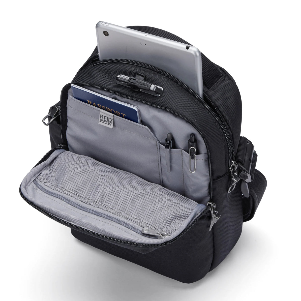 Pacsafe Go V Tour Crossbody - Jet Black - Find Your Feet Australia Hobart Launceston Tasmania