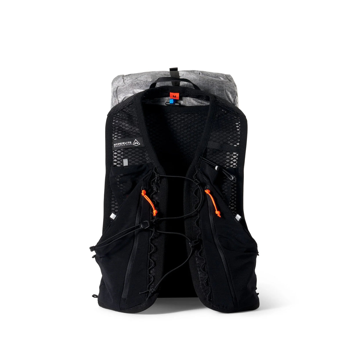 Black hiking backpack with orange accents on a white background - Hyperlite Mountain Gear Pemi 15 Backpack