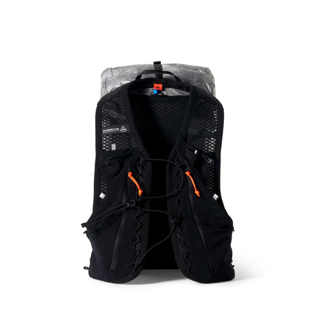 Black hiking backpack with orange accents on a white background - Hyperlite Mountain Gear Pemi 15 Backpack