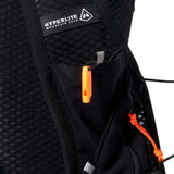 Close-up of a black backpack with orange accents and Hyperlite Mountain Gear logo. - Hyperlite Mountain Gear Pemi 15 Backpack
