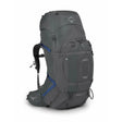 Gray Osprey hiking backpack on a white background - Osprey Aether Plus 70 Backpack (Men's) - Eclipse Grey