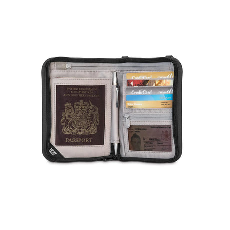 Pacsafe RFIDSafe V150 RFID Blocking Compact Organiser - Black - Find Your Feet Australia Hobart Launceston Tasmania