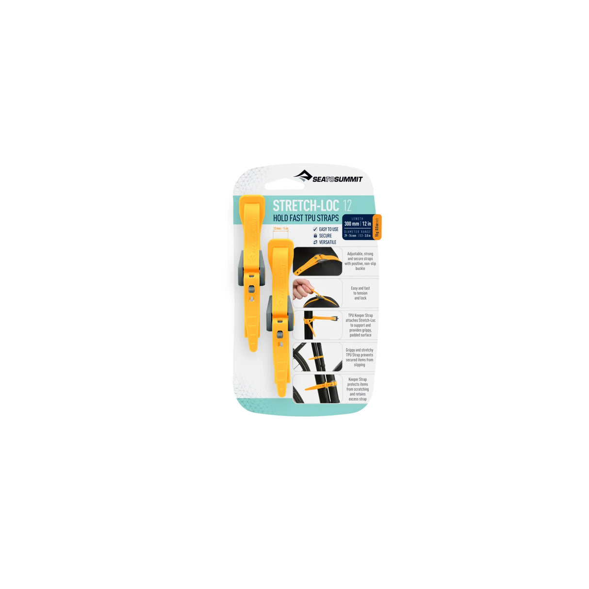 Sea to Summit Stretch-Loc TPU Straps 12mm - Black Dusk Yellow - Find Your Feet Australia Hobart Launceston Tasmania