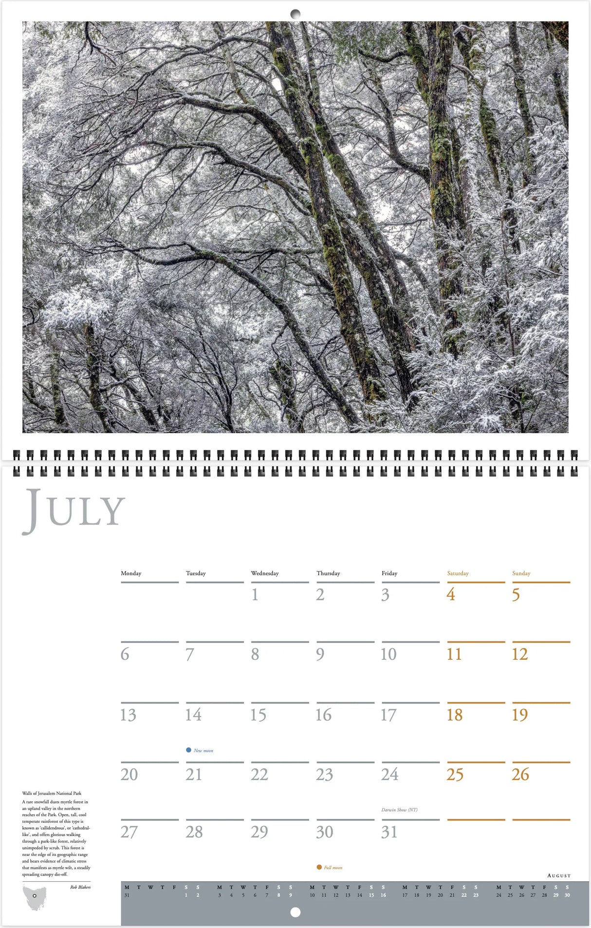 Wild Tasmania 2026 Large Calendar - Grant Dixon/Rob Blakers - Find Your Feet Australia Hobart Launceston Tasmania