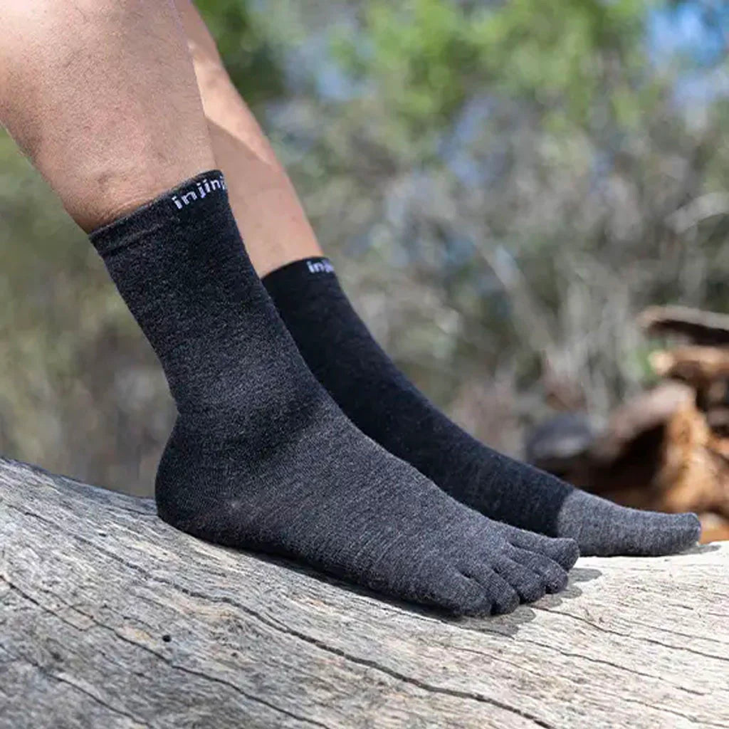 Injinji Liner Lightweight Crew Toe Socks - Wool (Unisex) - Slate - Find Your Feet Australia Hobart Launceston Tasmania