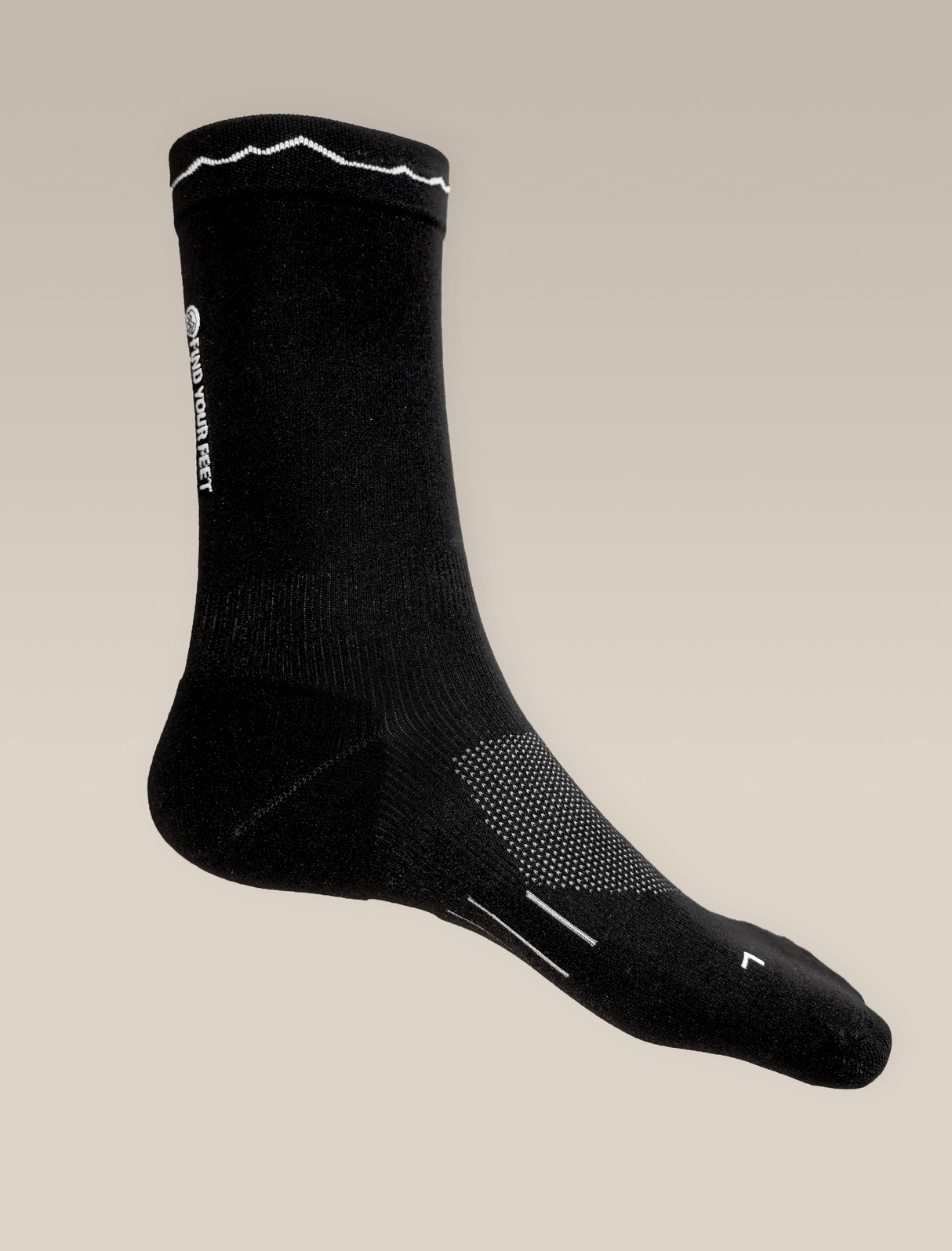 Find Your Feet Crew Trail Running Socks (Unisex) - Black - Find Your Feet Australia Hobart Launceston Tasmania