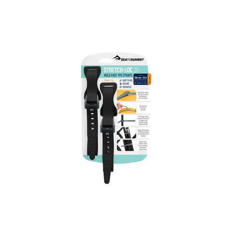 Sea to Summit Stretch-Loc TPU Straps 20mm - 2 Pack - 500mm - Black - Find Your Feet Australia Hobart Launceston Tasmania