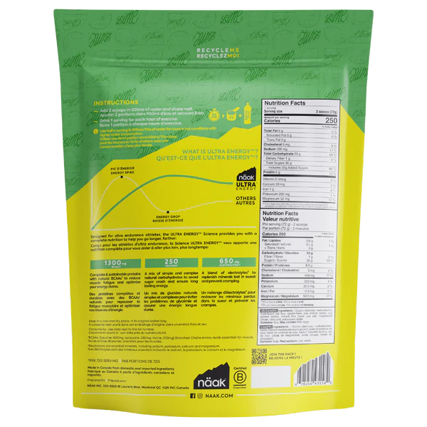 Näak Ultra Energy Drink Mix (720g) - Lime - Find Your Feet Australia Hobart Launceston Tasmania