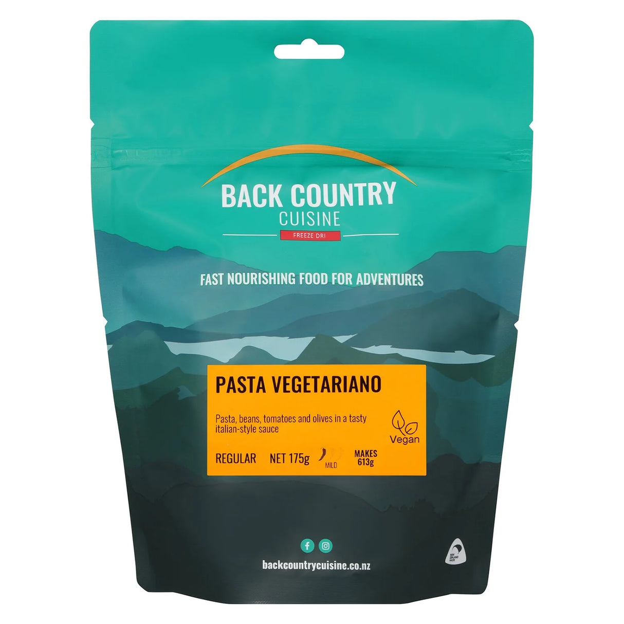 Back Country Cuisine Meals - Regular - Pasta Vegetariano - Find Your Feet Australia Hobart Launceston Tasmania