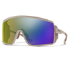 Beige goggles with green and blue gradient lenses on a white background - Smith Pursuit Sunglasses - Matte Summit | ChromaPop Glacier Photochromic Yellow Violet Mirror