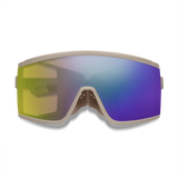 Sunglasses with reflective purple lenses on a white background - Smith Pursuit Sunglasses - Matte Summit | ChromaPop Glacier Photochromic Yellow Violet Mirror