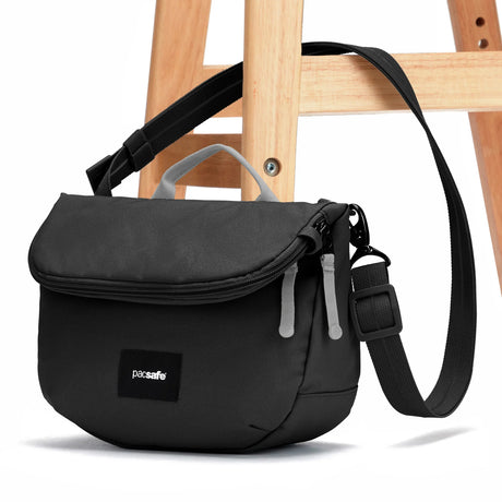 Pacsafe Go Saddle Crossbody - Jet Black - Find Your Feet Australia Hobart Launceston Tasmania