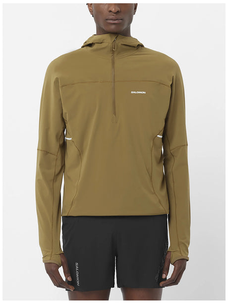 Salomon Sense Aero Hybrid Half Zip Hoodie (Men's) - Brilliant Olive - Find Your Feet Australia Hobart Launceston Tasmania