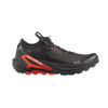 A Salomon trail running shoe in black and red, shown from a lateral profile view against a light gray background. - Salomon S/LAB Genesis 2 Shoes (Unisex) - Black/Black/Fiery Red
