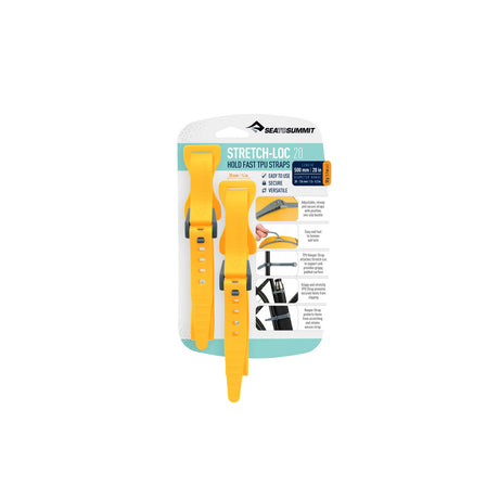 Sea to Summit Stretch-Loc TPU Straps 20mm - 2 Pack - 500mm - Yellow - Find Your Feet Australia Hobart Launceston Tasmania