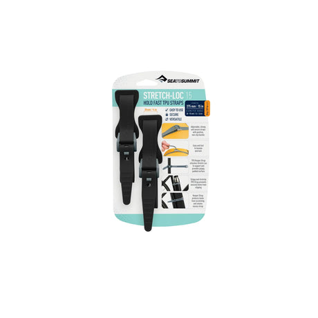 Sea to Summit Stretch-Loc TPU Straps 20mm - 2 Pack - 375mm - Black - Find Your Feet Australia Hobart Launceston Tasmania