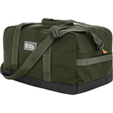 Green duffel bag with a visible brand logo on a white background - Fjällräven Vardag Duffel 33L - Deep Forest