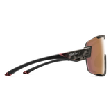 Sunglasses with black frame and brown lenses on a white background - Smith Wildcat Sunglasses - Matte Salt Haze | ChromaPop Rose Gold 