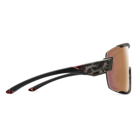Sunglasses with black frame and brown lenses on a white background - Smith Wildcat Sunglasses - Matte Salt Haze | ChromaPop Rose Gold 