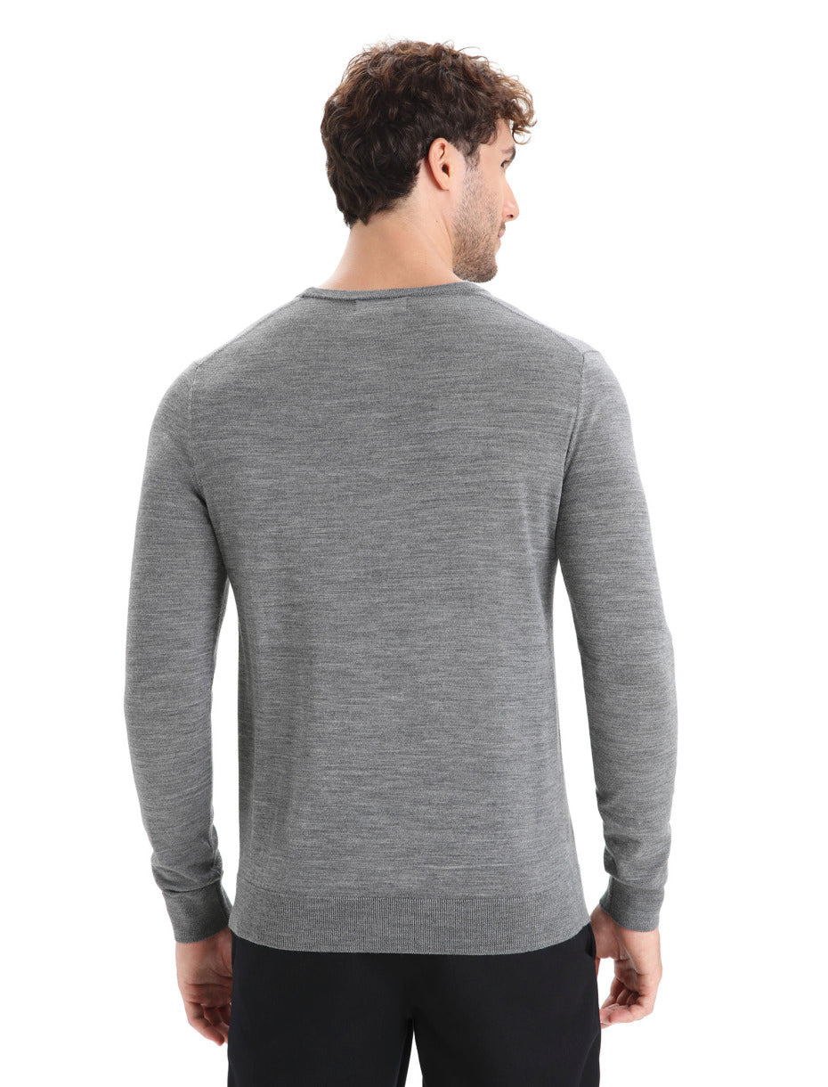 Icebreaker Wilcox LS Sweater (Men's) - Gritstone Heather - Find Your Feet Australia Hobart Launceston Tasmania