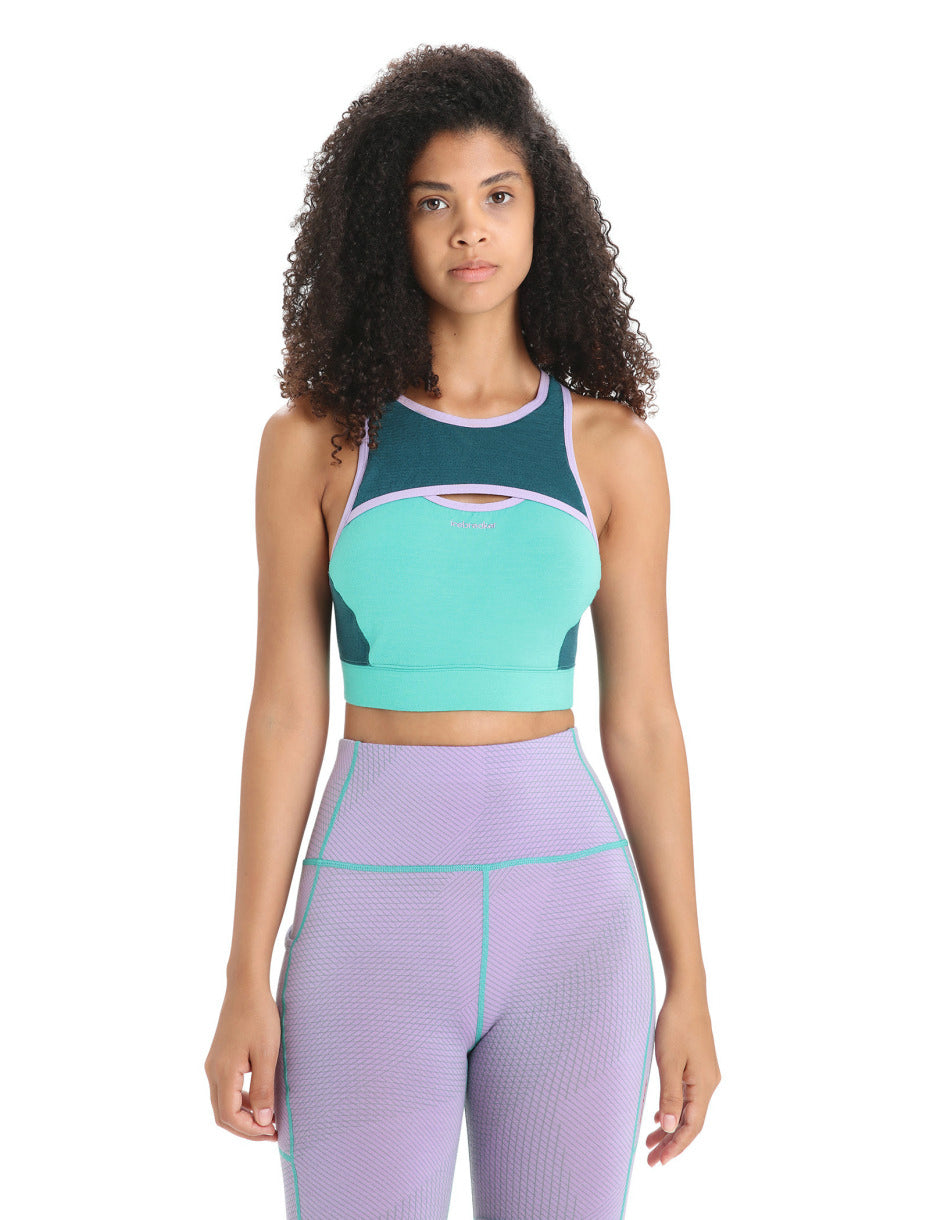 Icebreaker ZoneKnit Sport Bra (Women's) - Find Your Feet Australia Hobart Launceston Tasmania - Green Glory
