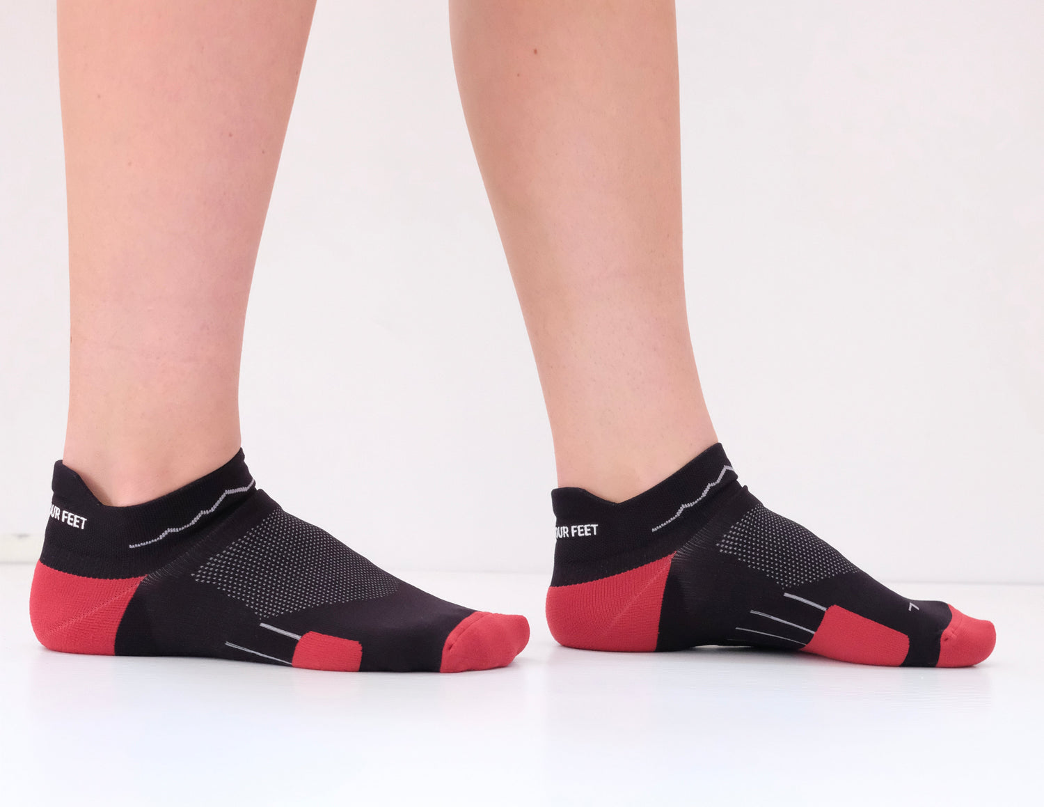 Find Your Feet Trail Running Micro Socks (Unisex) -Black/Red Find Your Feet