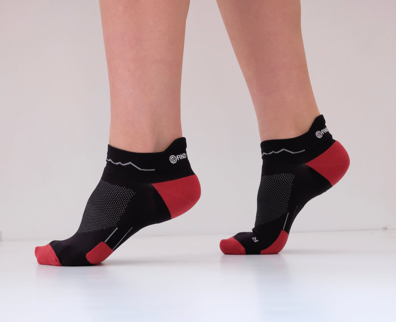 Find Your Feet Trail Running Micro Socks (Unisex) -Black/Red Find Your Feet