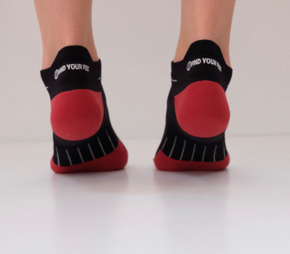 Find Your Feet Trail Running Micro Socks (Unisex) -Black/Red Find Your Feet