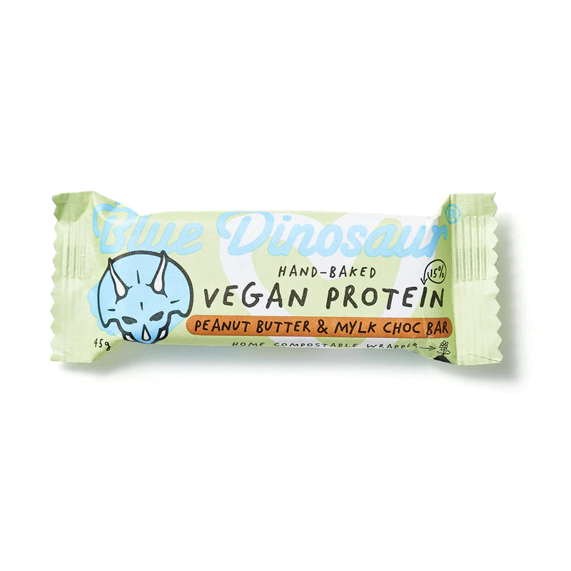 Blue Dinosaur Vegan Protein Bar - Find Your Feet Australia Hobart Launceston Tasmania - Peanut Butter & Mylk Choc Bar