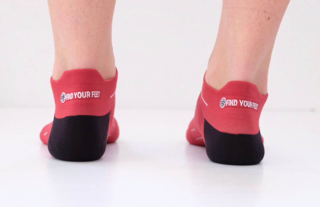 Find Your Feet Trail Running Micro Socks (Unisex) -Black/Red Find Your Feet