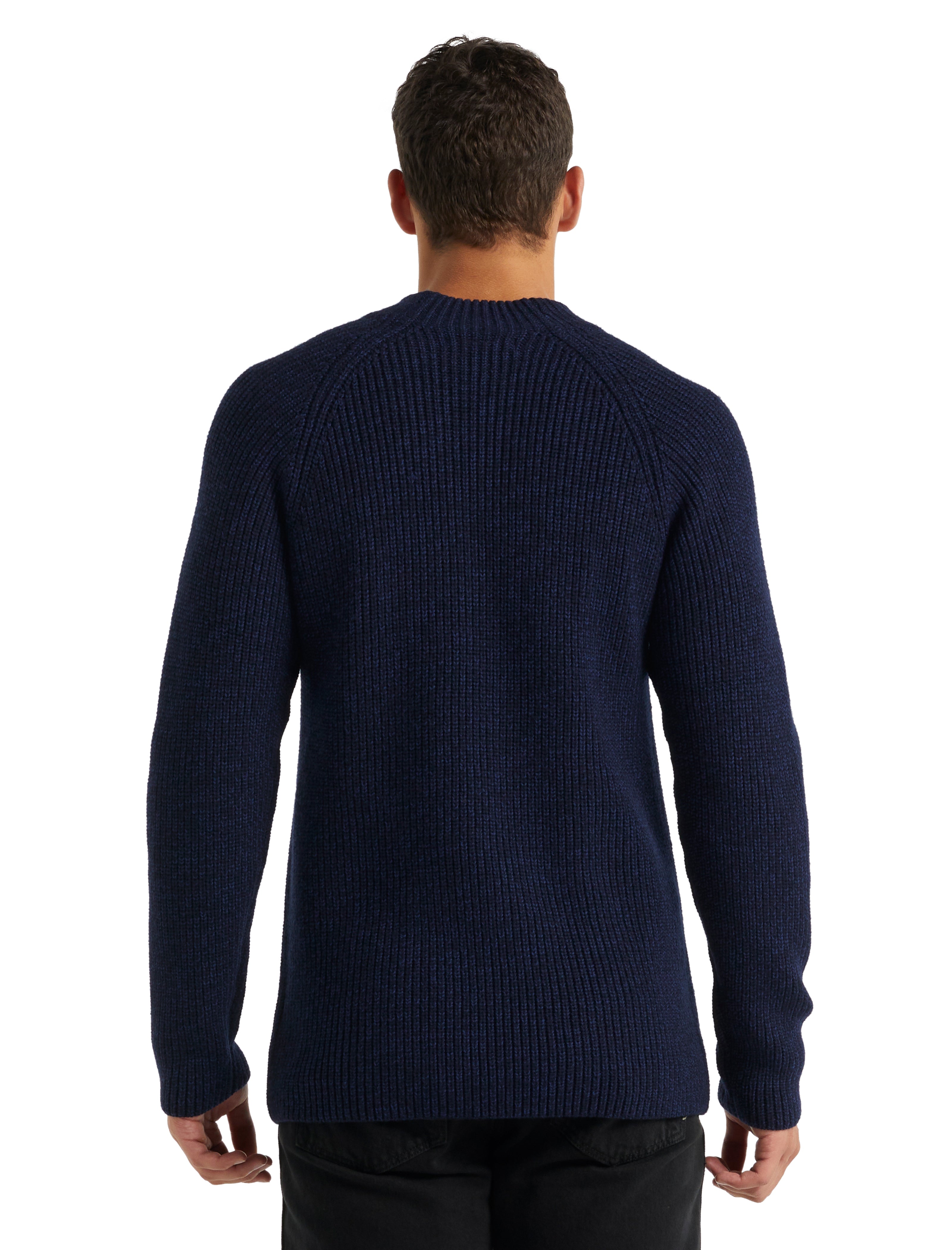 Icebreaker Hillock Funnel Neck Sweater (Men's) Midnight Navy/Royal Navy