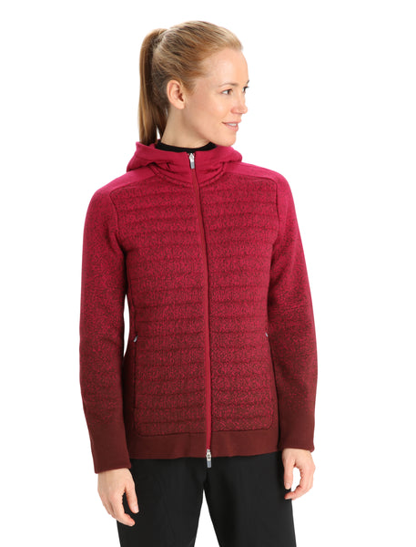 Icebreaker ZoneKnit Insulated LS Zip Hoodie (Women's) Cherry