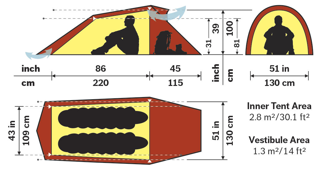 Hilleberg Nallo 2 Lightweight Hiking Tent - Floor Plan - Find Your Feet Australia Hobart Launceston Tasmania