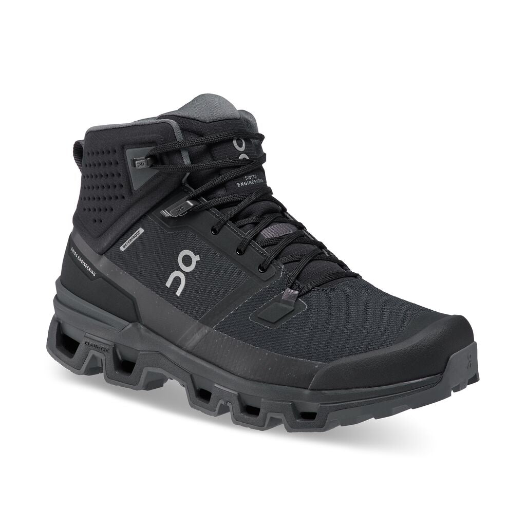 On Cloudrock WP Hiking Mid Boot (Men's) Black | Eclipse - Find Your Feet Australia Hobart Launceston Tasmania