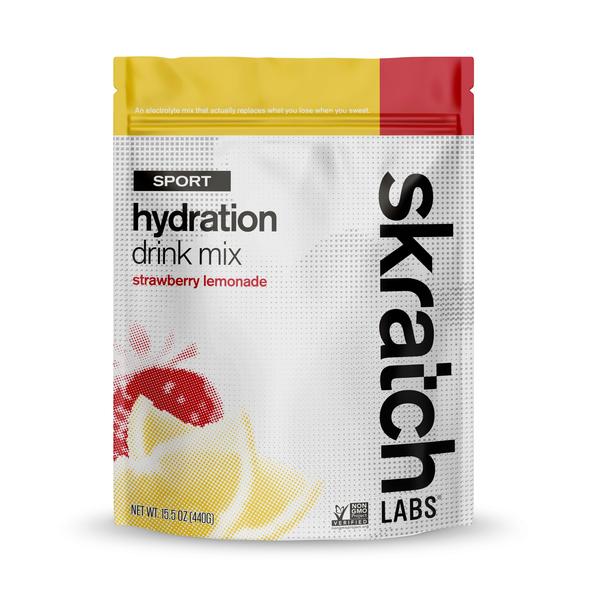 Skratch Labs Sport Hydration Drink Mix Resealable Pouch 440g - Strawberry Lemonade - Find Your Feet Australia Hobart Launceston Tasmania