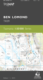 Tasmap 1:50000 Ben Lomond Find Your Feet Hiking Tasmania National Park Map