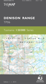Tasmap 1:50000 Denison Range Find Your Feet Hiking Tasmania National Park Map