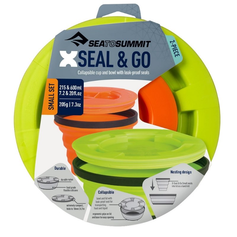 Sea to Summit X-Seal & Go Collapsible Food Storage Container, 2-Pack (S +  L), Olive